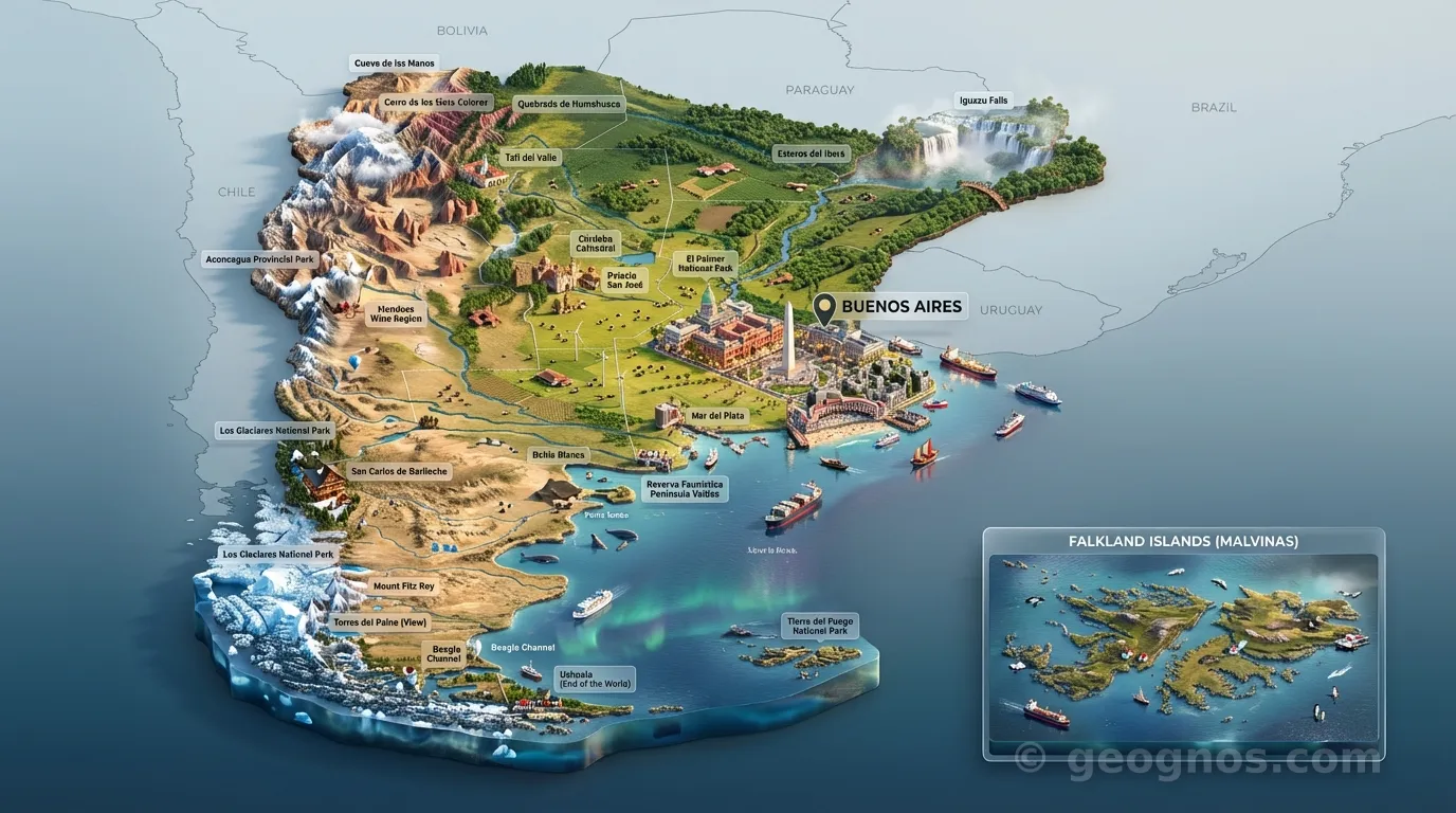 3D map of Argentina