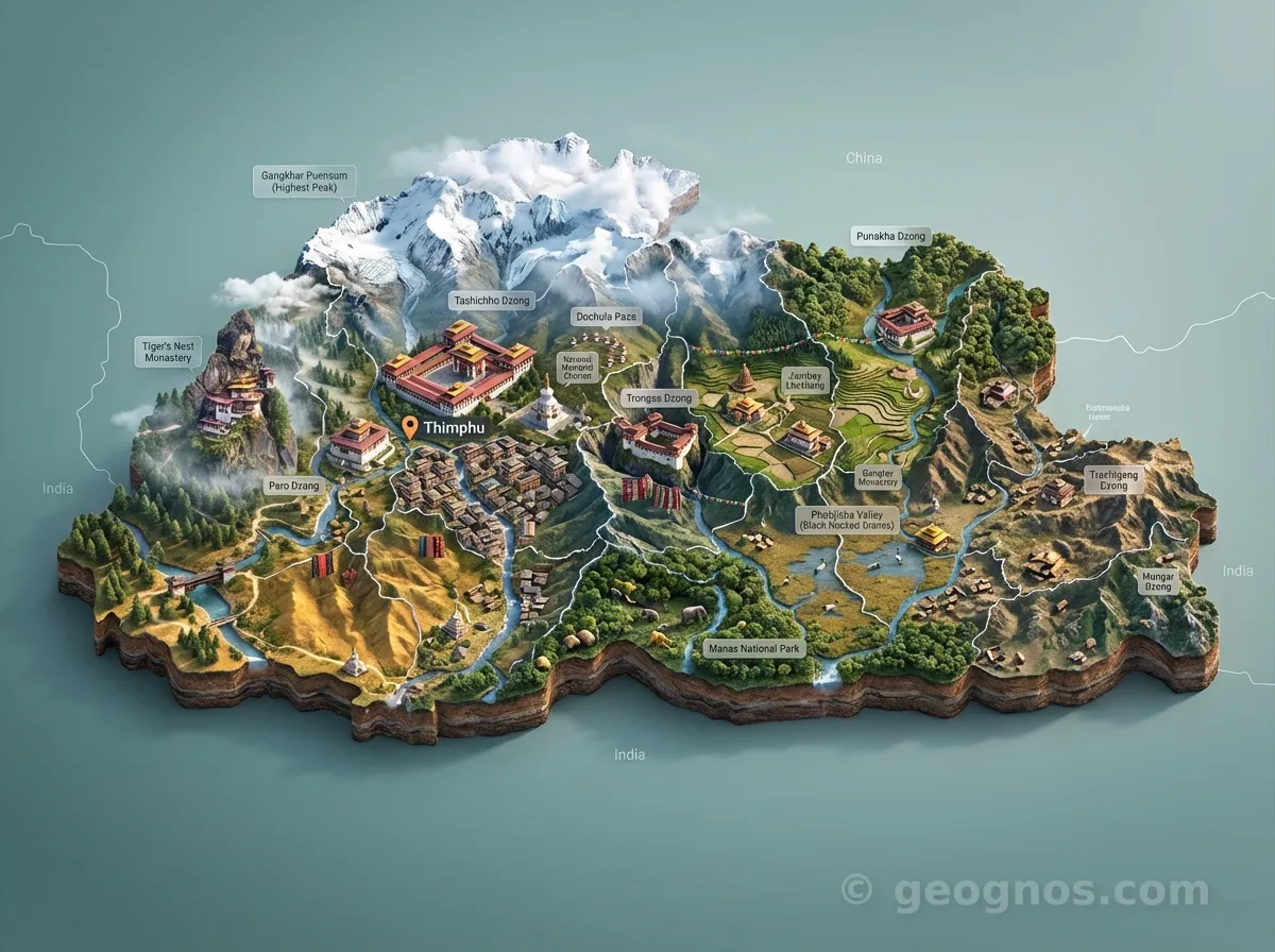 3D map of Bhutan