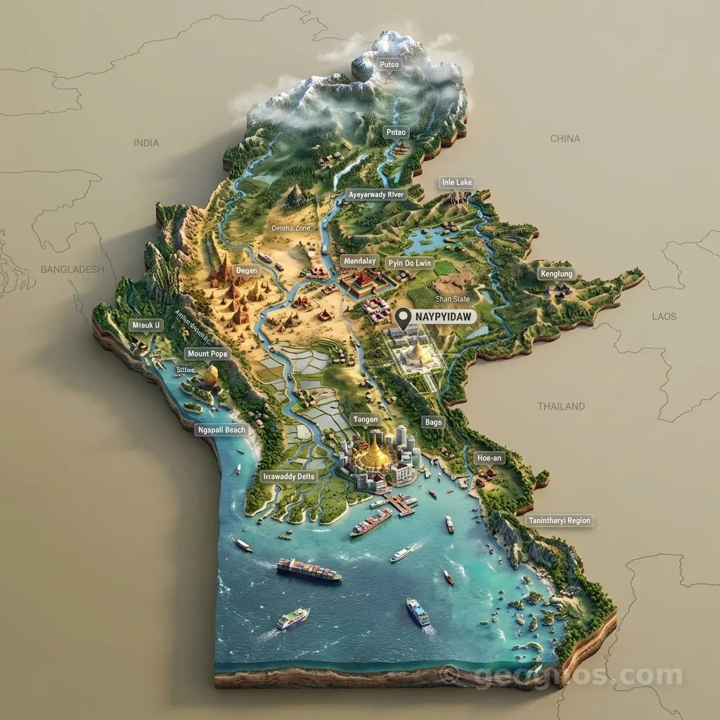 3D map of Burma