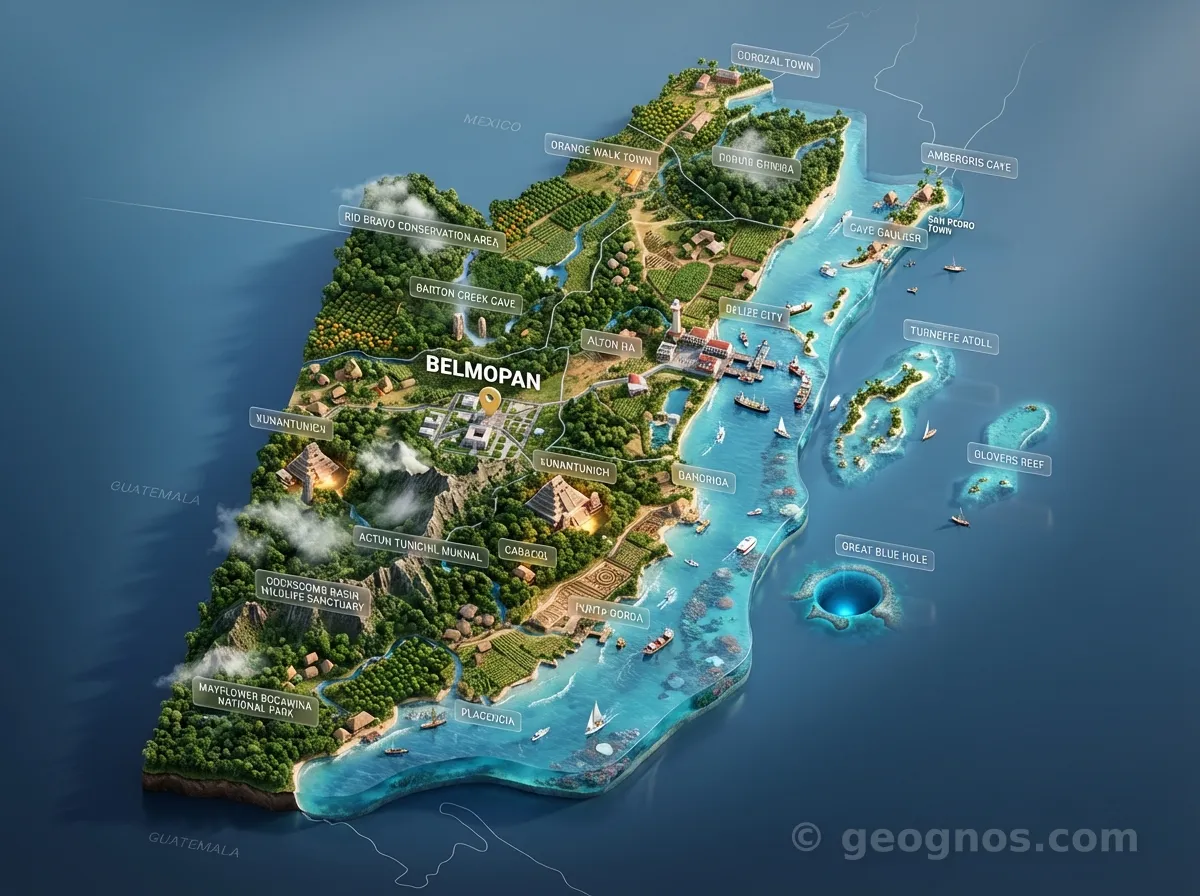 3D map of Belize