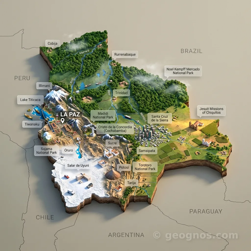 3D map of Bolivia