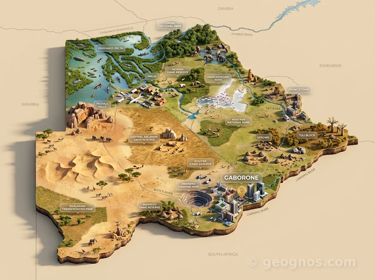 3D map of Botswana