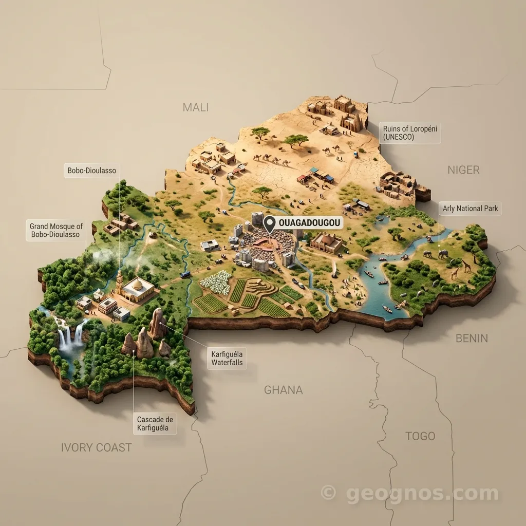 3D map of Burkina Faso