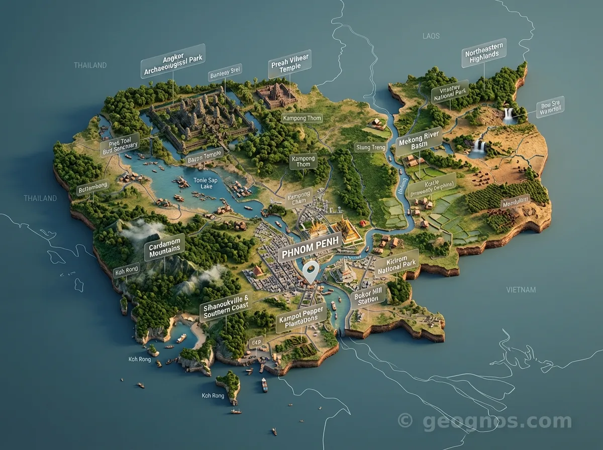 3D map of Cambodia