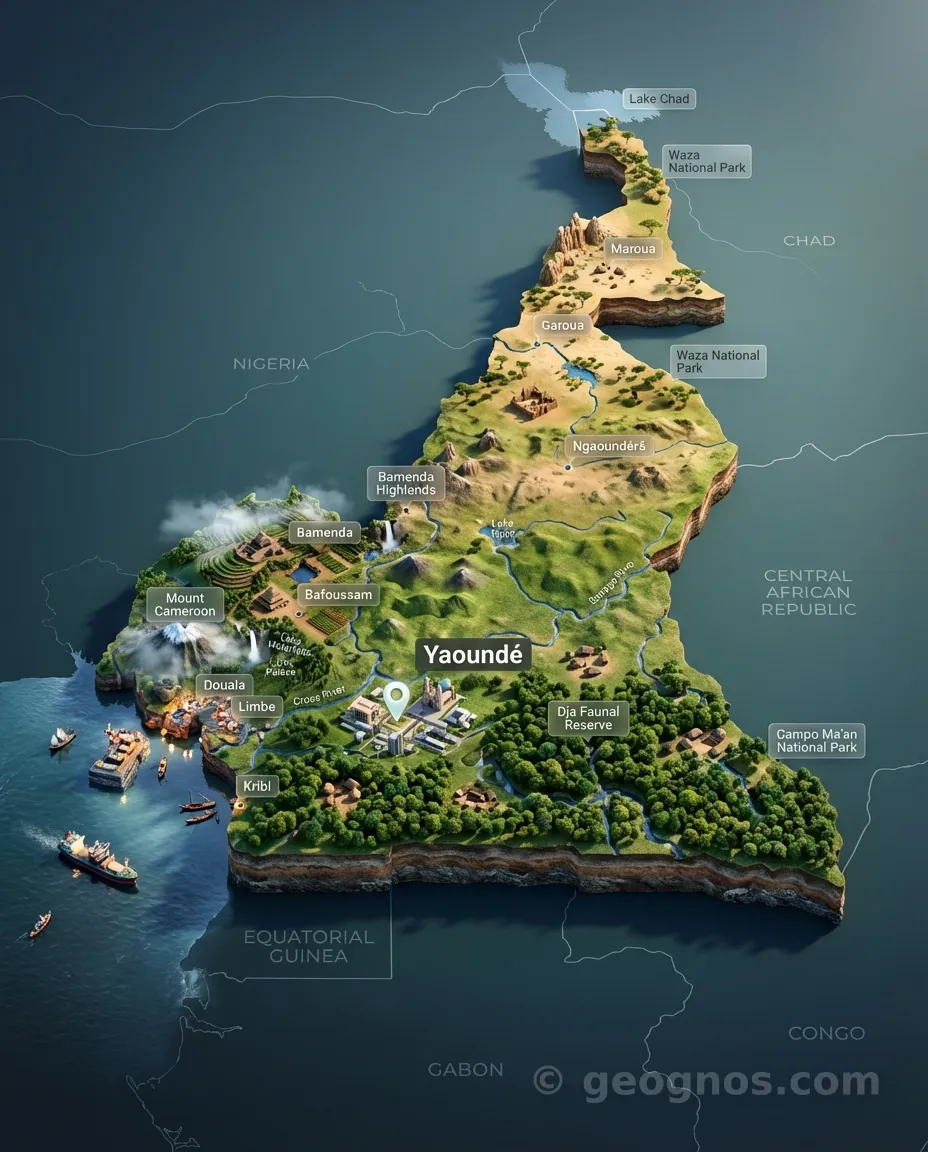 3D map of Cameroon