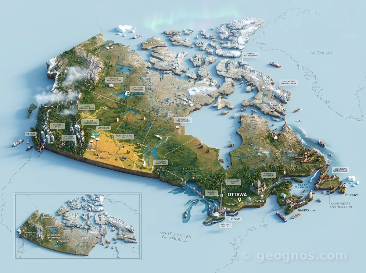3D map of Canada