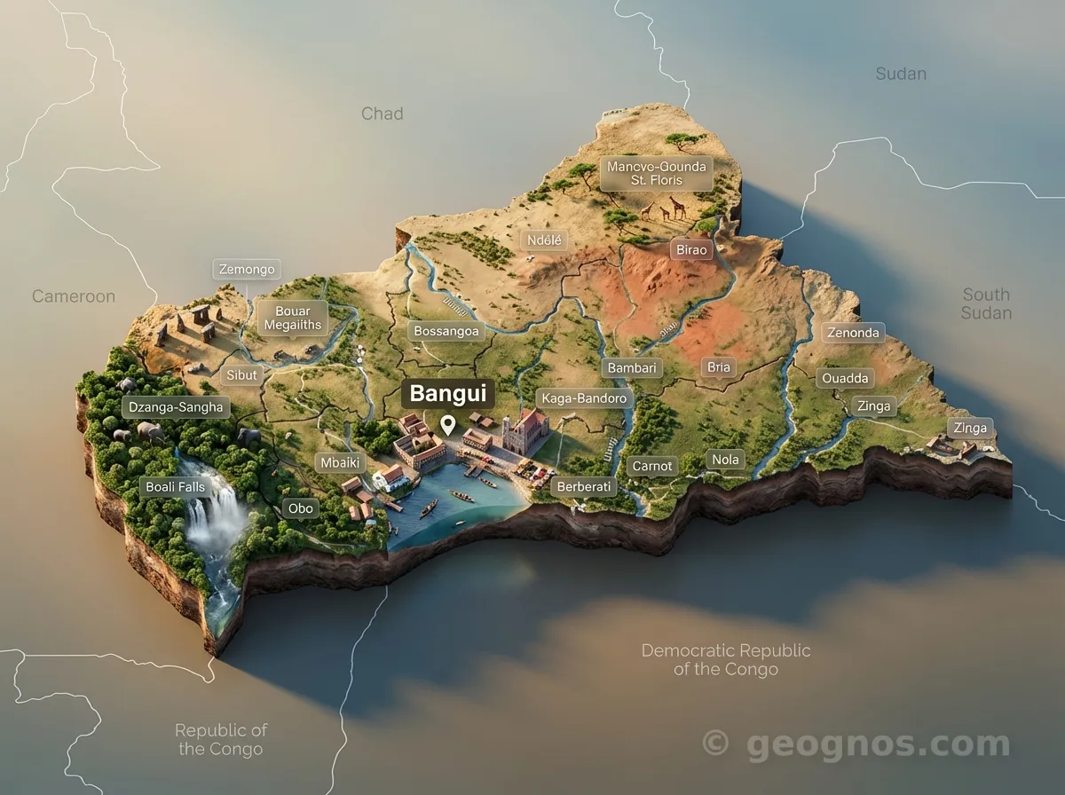 3D map of Central African Republic
