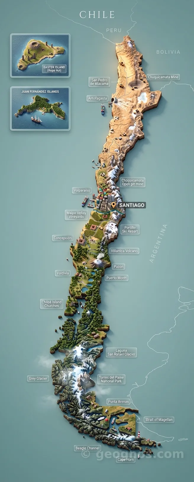 3D map of Chile